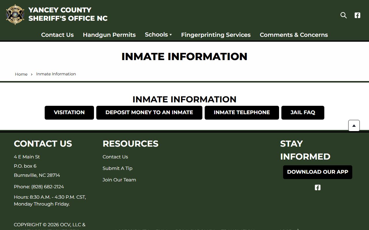 Yancey County inmate records information route